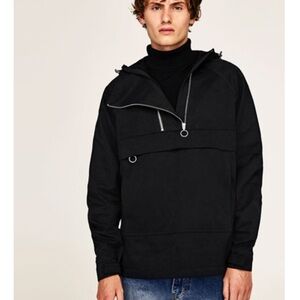 NWT Men's Zara Black Pouch Pocket Jacket XL